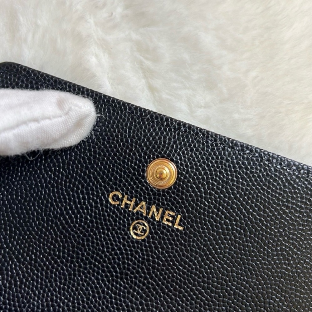 CHANEL Caviar Leather Heart Spade Tri-fold Wallet ♠️ - Picture 7 of 12